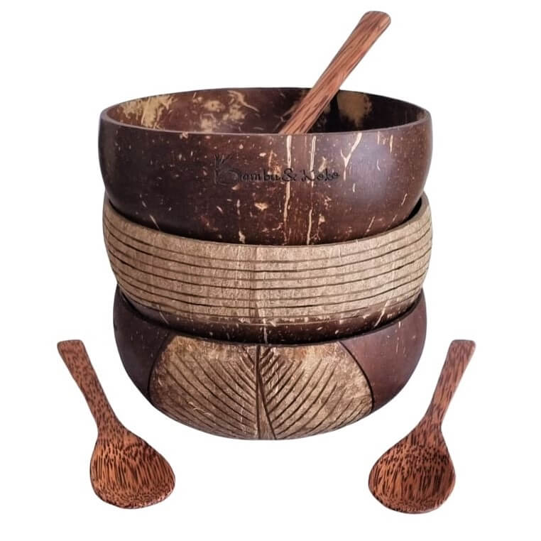 Kokosové trio - 3x kokosová miska a lyžica Kokosové trio - 3x kokosová miska a lyžica
